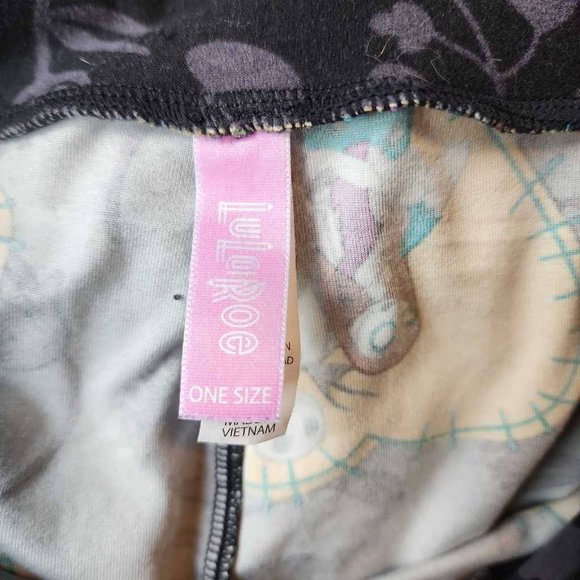 Lularoe Womens Halloween Leggings Black Jack Skellington Sally Hearts Stretch OS - Picture 4 of 5